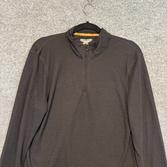 Omni Wool Shirt Mens Large Black Wool Blend 1/4 Zip Stretch Long Sleeve Tshirt - Picture 6 of 9
